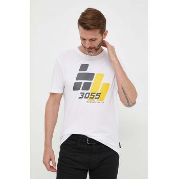 Boss Orange tricou din bumbac BOSS ORANGE culoarea alb, cu imprimeu