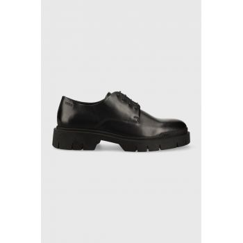 HUGO pantofi de piele Denzel barbati, culoarea negru, 50500401 de firma originali