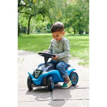 Masinuta copii fara pedale Big Bobby Car Next Blue, faruri LED, spatiu de depozitare sub capota,bord cu senzori tactili, sezut moale, detasabil,roti robuste, de la 1 an pana la 50 kg
