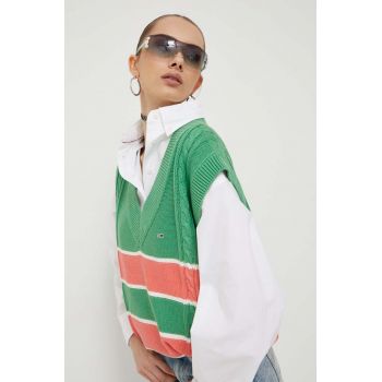 Tommy Jeans vesta culoarea verde, light