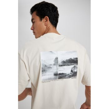 Tricou de bumbac cu imprimeu pe partea din spate