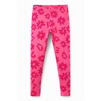 Colanti slim fit cu imprimeu floral