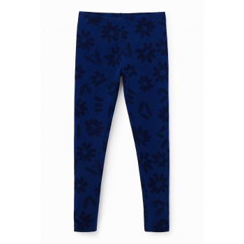 Colanti slim fit cu imprimeu floral