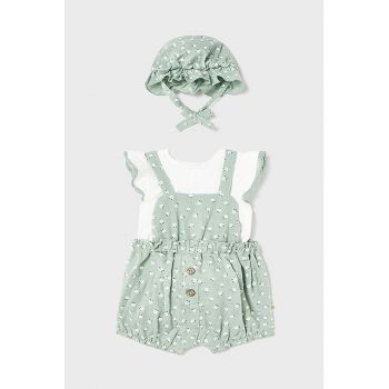 Set de salopeta scurta - tricou si palarie - 3 piese