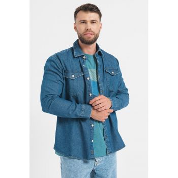 Camasa regular fit din denim cu buzunar pe piept