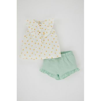 Set de top de bumbac si pantaloni scurti