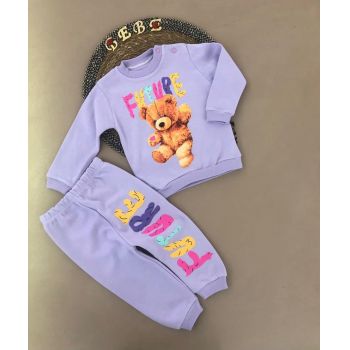Trening Future Bear, Mov, 2 Piese, Hanorac si Pantaloni, Pentru Fetite, 9-18 luni