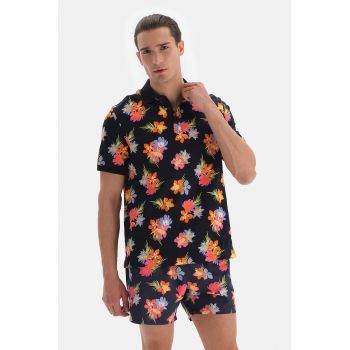 Tricou polo cu model floral ieftin