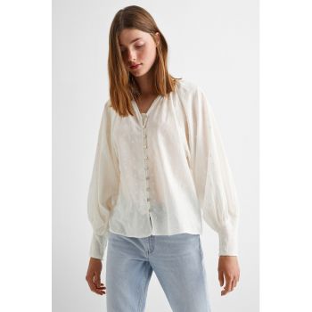 Bluza cu decolteu in V si detalii brodate Topito