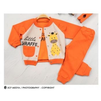 Compleu Little Giraffe, Rosu, 3 Piese, Pentru Baietei, 6-18 luni
