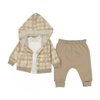 Compleu Ratusca, Maro, 3 Piese, Bluza, Sacou si Pantaloni, Pentru Baietei, 0-9 luni