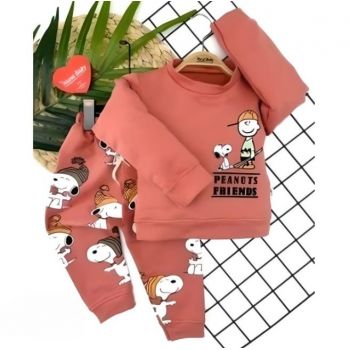 Compleu Snoopy, Rosu, 2 Piese, Bluza si Pantaloni, Pentru Bebelusi, 6-24 luni