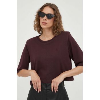 Gestuz tricou din bumbac culoarea bordo ieftin