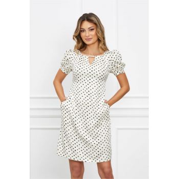 Rochie Irma ivory cu picatele negre