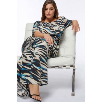 Salopeta maxi cu model cu animal print