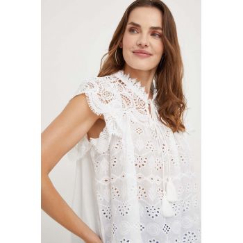 Answear Lab bluza din bumbac femei, culoarea alb, neted