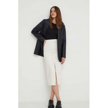 Answear Lab fusta culoarea alb, midi, creion