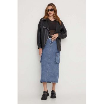 Answear Lab fusta jeans midi, drept