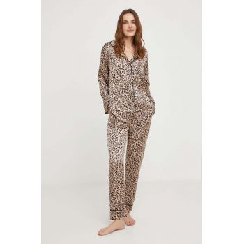 Answear Lab pijama femei, culoarea maro