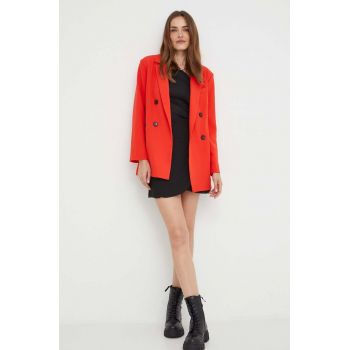 Answear Lab sacou culoarea rosu, cu doua randuri de nasturi, neted