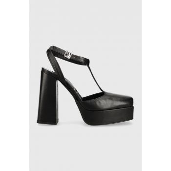 Karl Lagerfeld Jeans pantofi de piele SOIREE PLATFORM KLJ culoarea negru, cu toc drept, cu toc deschis, KLJ93111 de firma originali