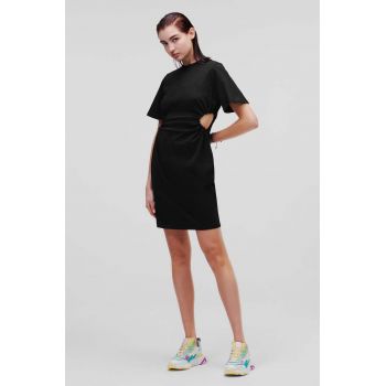 Karl Lagerfeld rochie din bumbac culoarea negru, mini, mulata