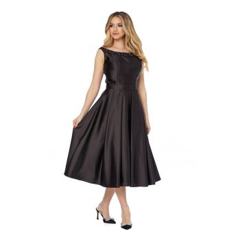 Rochie midi de satin cu decolteu adanc pe spate