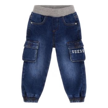 Blugi cargo cu aspect decolorat