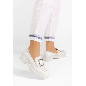 Mocasini dama eleganti Aenora albi