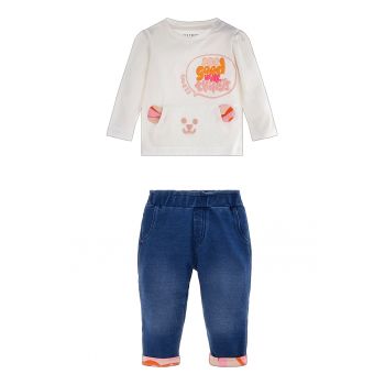 Set de bluza si pantaloni jogger din denim - 2 piese