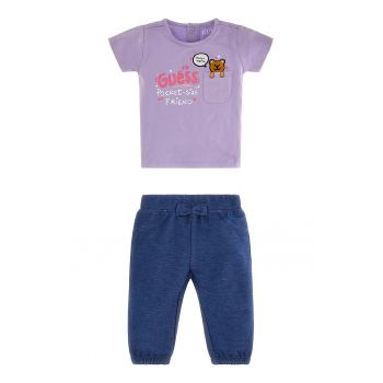 Set de tricou cu imprimeu si pantaloni - 2 piese ieftin