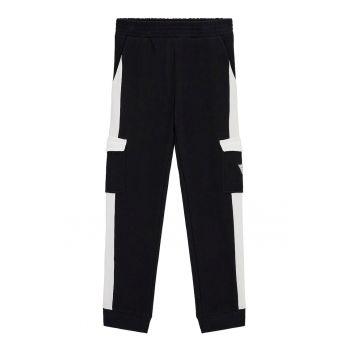 Pantaloni sport cargo cu benzi laterale contrastante
