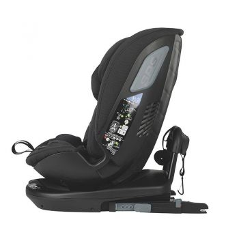 Scaun auto rotativ cu isofix Coccolle Velsa iSize Evolutiv, 40-150 cm sau 0-36 kg, Protectie impact lateral SPS, Tetiera si insert pentru bebelusi, Top Tether, 4 trepte de reglaj spatar, Centuri in 5 puncte, Omologat R129, Jet Black