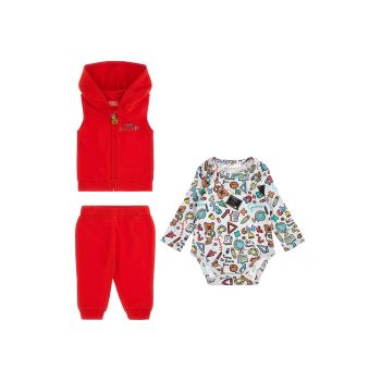 Set de hanorac fara maneci - pantaloni si body - 3 piese