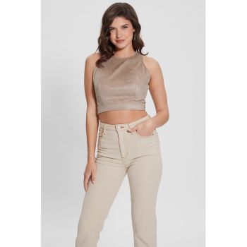 Top crop slim fit cu model la reducere