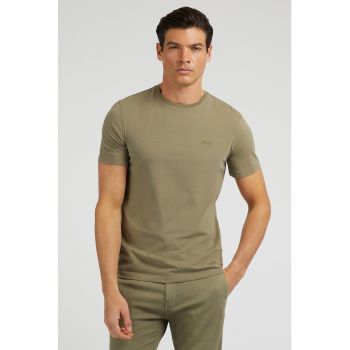 Tricou slim fit cu logo brodat