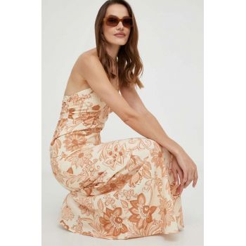 Answear Lab rochie din in culoarea bej, maxi, evazată