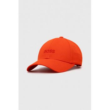 BOSS șapcă de baseball din bumbac culoarea portocaliu, cu imprimeu