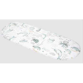 Husa de bumbac Nichiduta cu elastic pentru salteaua de landou Mint Ocean