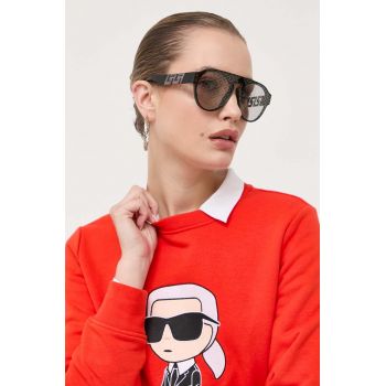 Karl Lagerfeld bluza femei, culoarea rosu, cu imprimeu