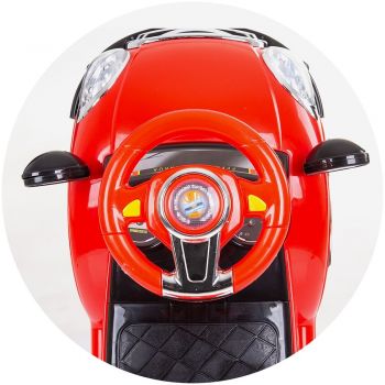 Masinuta copii de impins Chipolino Super Car red cu maner si copertina detasabile, pentru copii intre 3 si 5 ani, suport pentru picioare, bara de protectie, volan cu sunete, spatiu de depozitare sub sezut