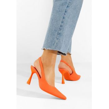 Pantofi cu toc Anabela portocalii la reducere