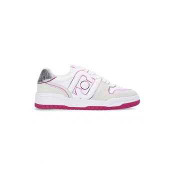 Pantofi sport de piele intoarsa si detalii contrastante