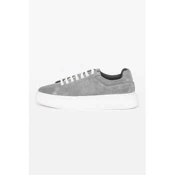 Pantofi sport de piele intoarsa si imprimeu logo Allen