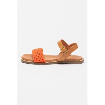 Sandale de piele cu detalii impletite