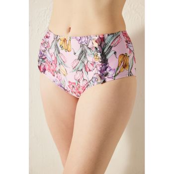 Slip cu talie inalta si imprimeu floral