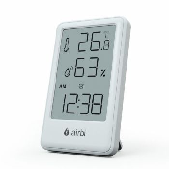Termometru si higrometru AirBi Frame digital de camera ceas cu alarma si suport expandabil alb BI1051