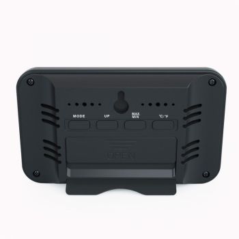 Termometru si higrometru AirBi Line digital de camera ceas cu alarma si suport expandabil negru BI1052 ieftin