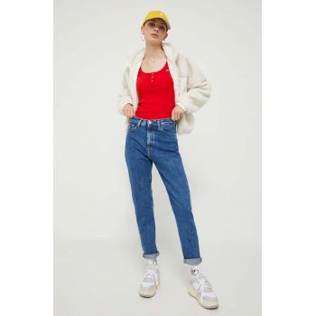 Tommy Jeans jeansi femei, culoarea albastru marin