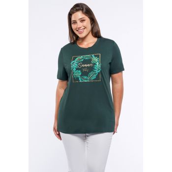 Tricou cu imprimeu si decolteu rotund